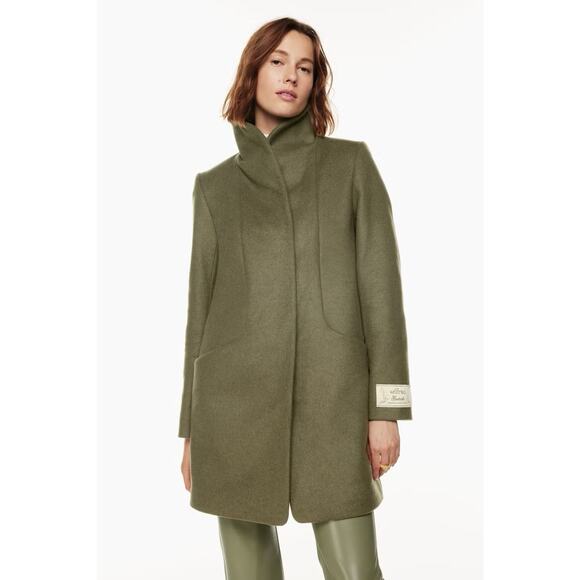 NWT ARITZIA Wilfred Cocoon Wool Cashmere Coat Green Olivewood M - Picture 1 of 7
